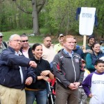 Mayor Thomas Menino (left) throws the first pitch at the Regan League’s Opening Day at Daisy Field on April 21, joined by JP state Sen. Sonia Chang-Díaz (center) and JP City Councilor Matt O’Malley (right).