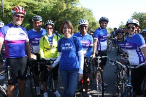JP resident Deborah Re (center), executive director of the Big Sister Association of Greater Boston, joins her organization’s team at the Rodman Ride for Kids in Foxborough Sept. 28. The bicycle event raised an estimated $11 million for various youth-focused social service agencies in the state. (Courtesy Photo)
