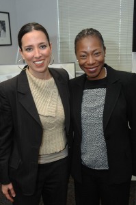 Local state Sen. Sonia Chang-Díaz (left) and Dimock Center President and CEO Dr. Myechia Minter-Jordan pose at the Jackson/Egleston Square area health center’s Feb. 7 “Breakfast of Champions” event. The event focused on ways to address substance abuse and also launched a new campaign to rebuild the center’s Sewall Building. The event was attended by many elected officials and health experts, including JP’s U.S. Reps. Michael Capuano and Stephen Lynch; Felix G. Arroyo, Boston’s chief of health and human services; state Reps. Russell Holmes and Liz Malia; and City Councilor Matt O’Malley. (Photo by Don West)